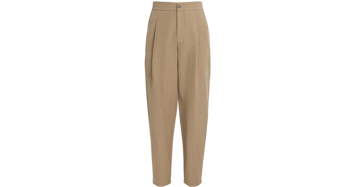 Giorgio Armani Linen-Cotton Straight Chinos in Natural for Men | Lyst
