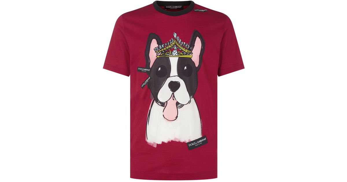Dolce & Gabbana Dog Print T-shirt in Red for Men | Lyst