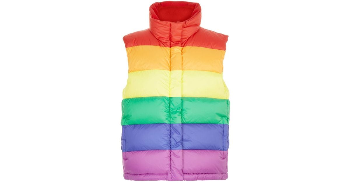 Burberry Fleece Rainbow Puffer Vest in Green | Lyst