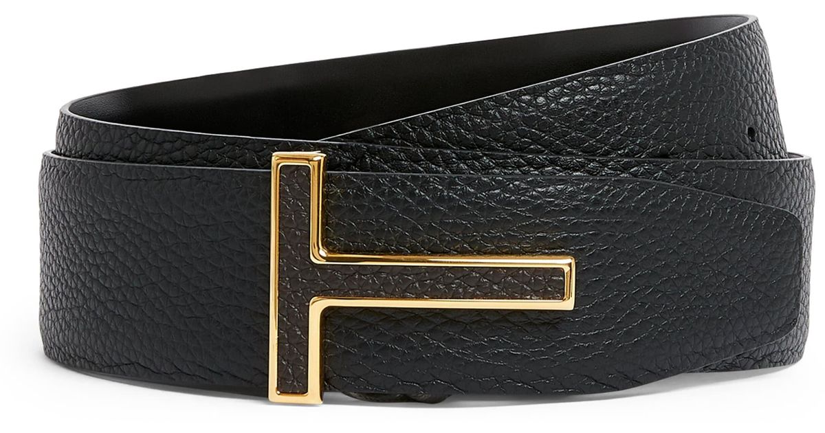 Tom Ford Leather Reversible T Icon Belt in Black for Men | Lyst