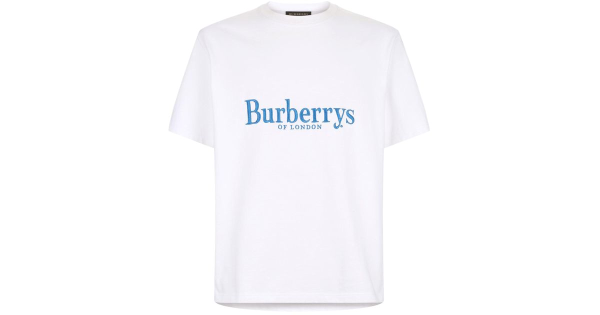 Arriba 40+ imagen burberry white t shirt blue logo