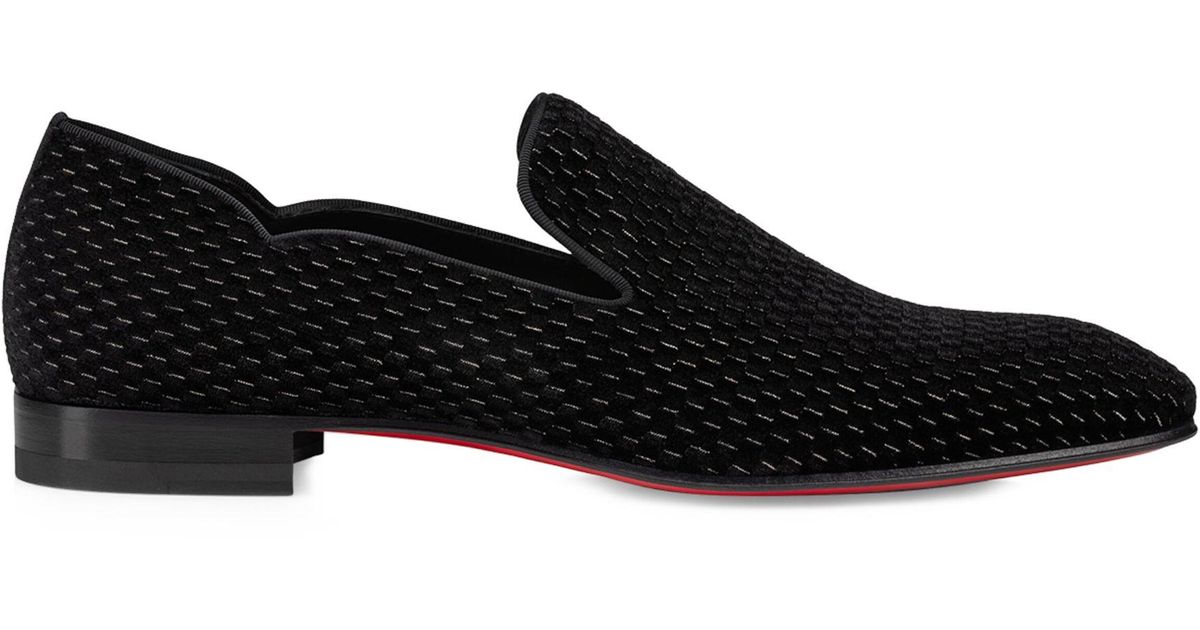 Christian Louboutin Mens Dandy Chick Black Silver Shoe Velvet Loafer Shoe Christian Louboutin Dandydeco Men Shoes | Color Black  main image 4