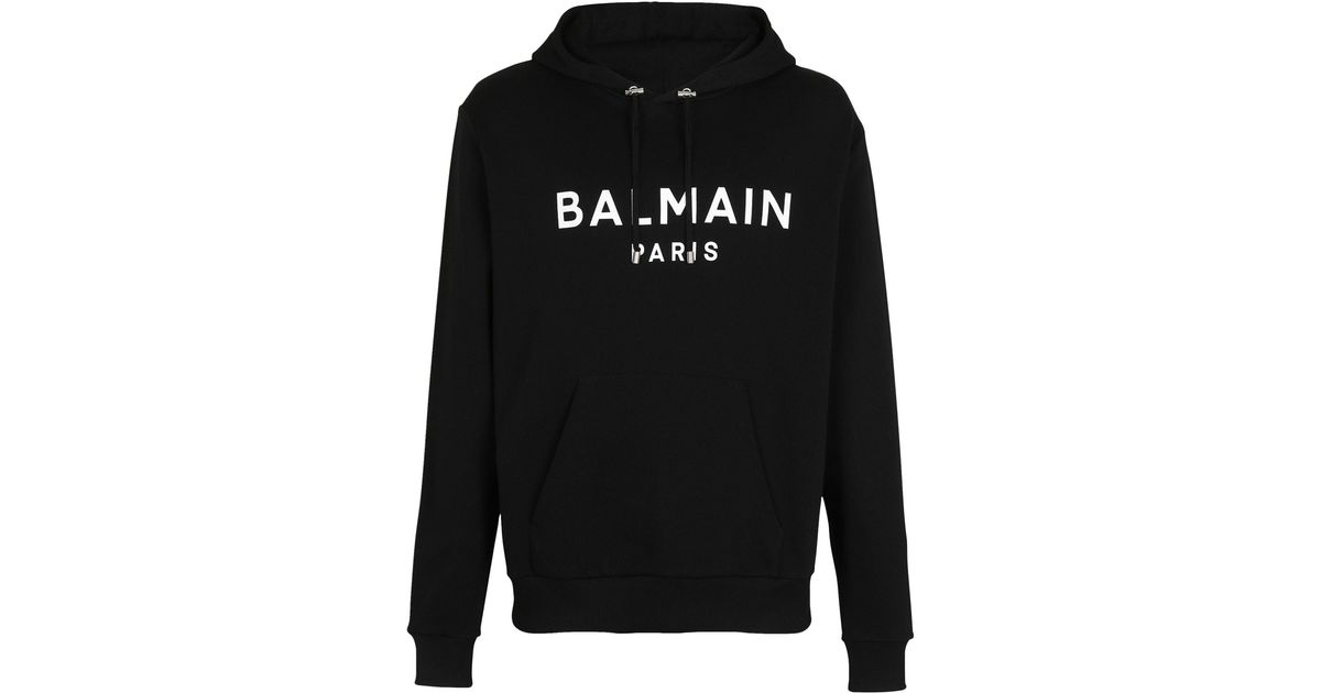 Balmain Logo Hoodie in Black for Men Lyst