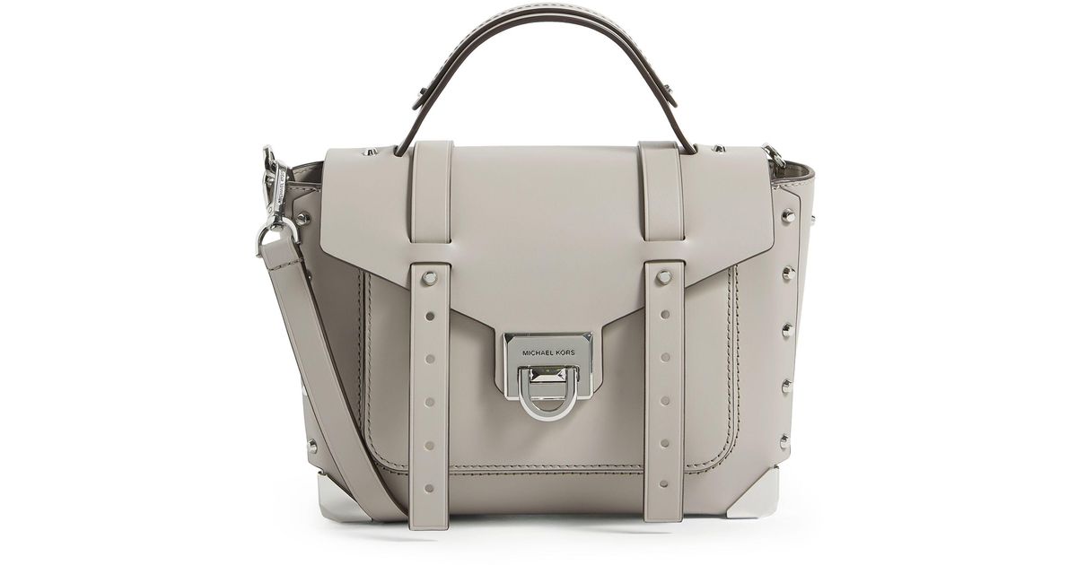 MICHAEL Michael Kors Medium Leather Manhattan Cross Body Bag in Grey