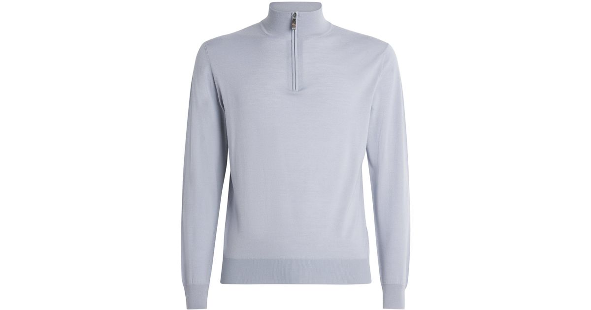 Colombo Kid Wool Quarter-Zip Sweater in Blue for Men | Lyst