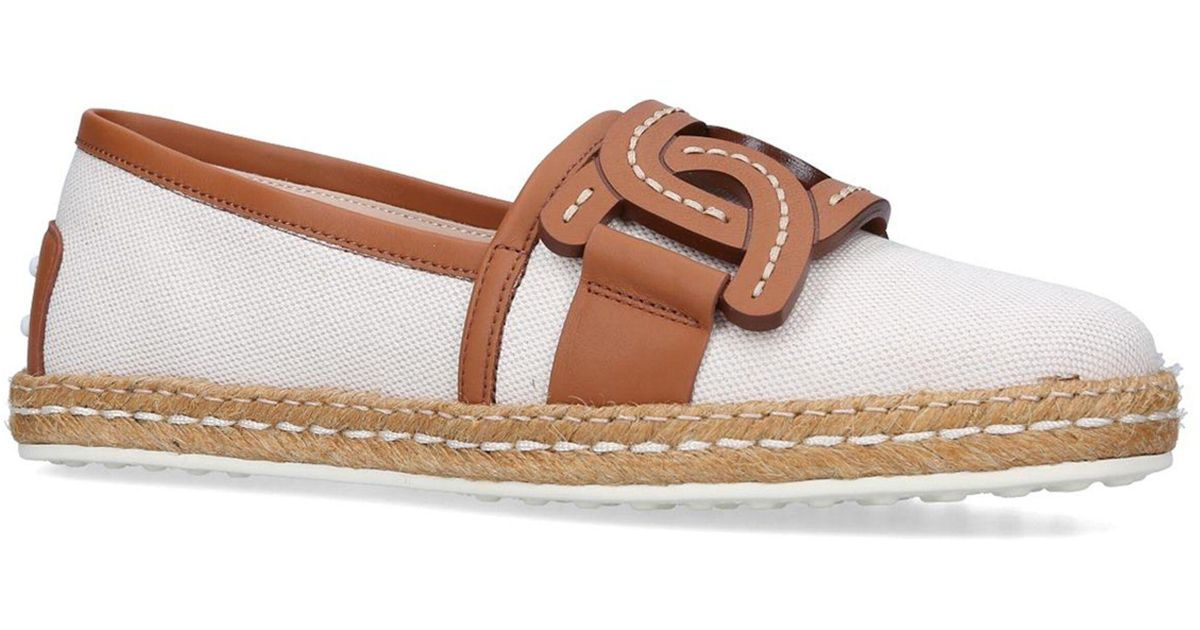Tod's Leather Chain Espadrilles in White Lyst
