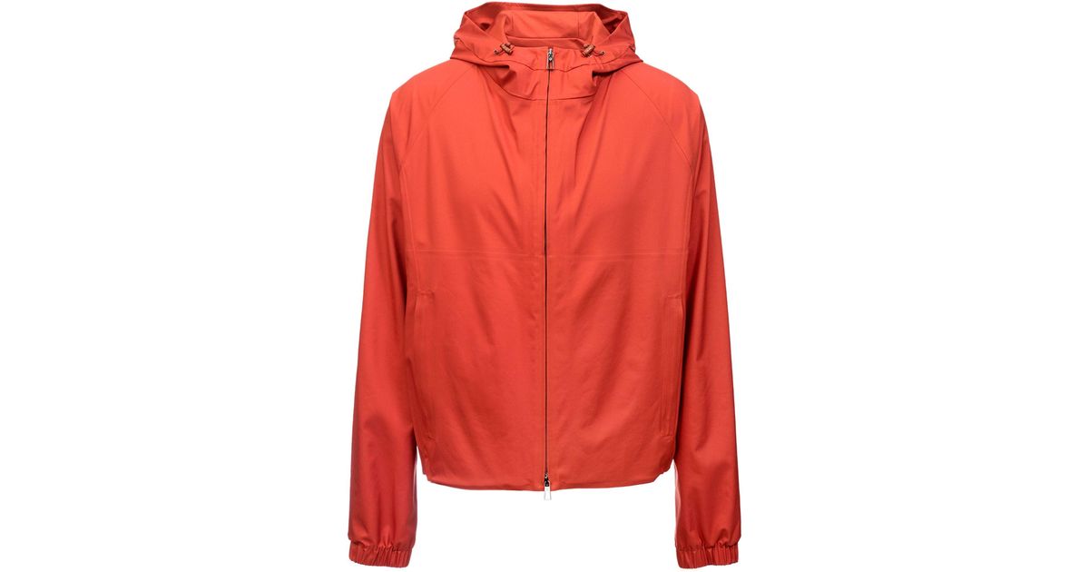 Loro Piana Synthetic Hooded Bomber Jacket in Orange for Men - Lyst