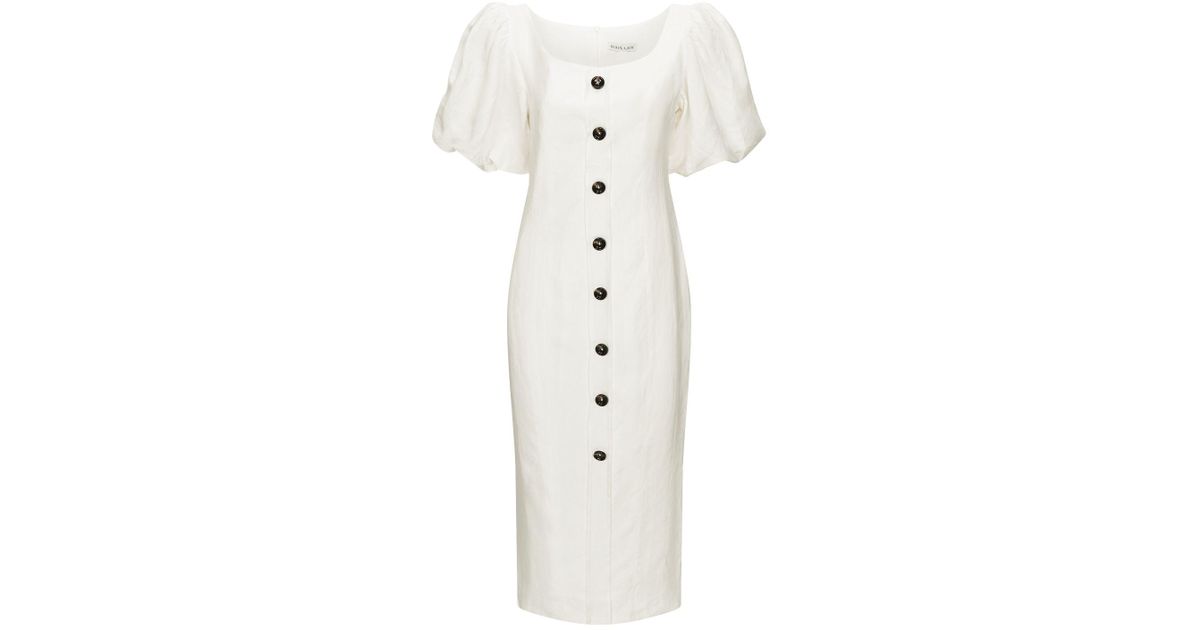 shona joy gaia linen fitted midi dress