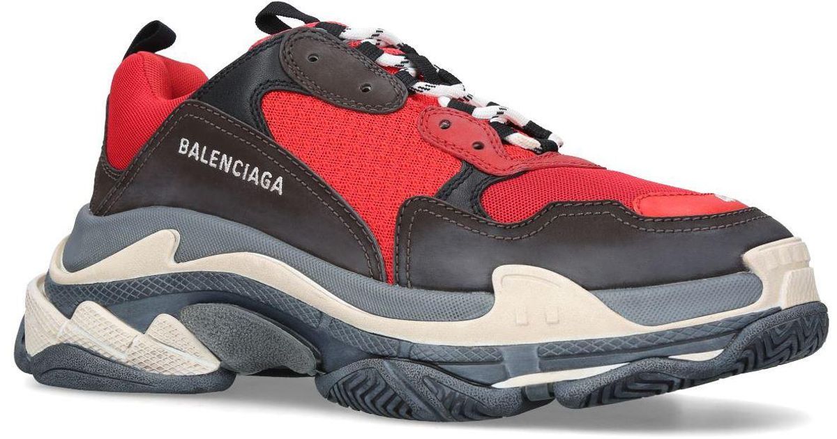 Balenciaga Suede Triple S Sneakers in Red for Men - Lyst