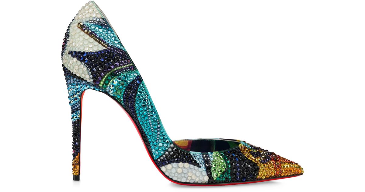 Christian Louboutin Iriza Floral Strass Pumps 100 in Blue | Lyst
