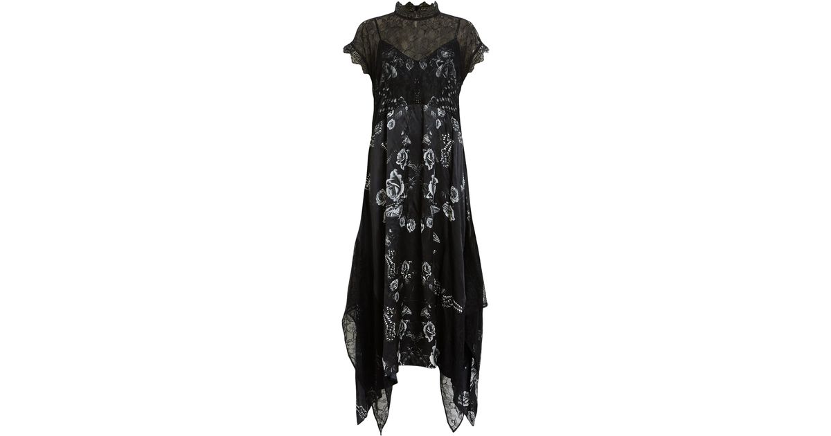 All Saints - Printed Satin Midi Dress