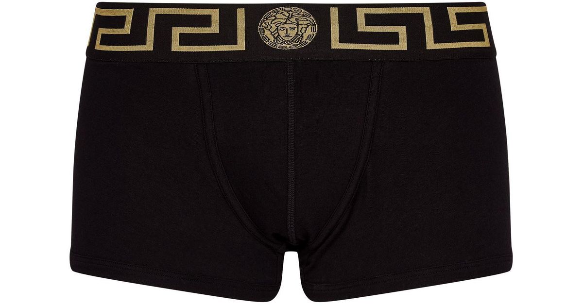 Versace Cotton Greca Logo Boxer Shorts in Black for Men - Lyst