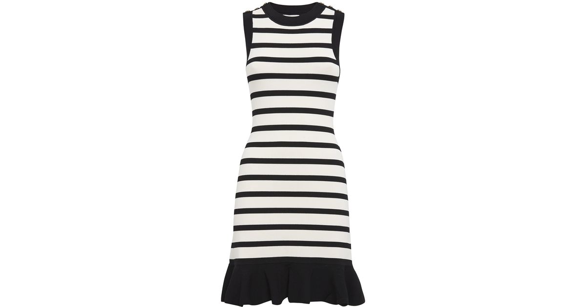 Sandro Knitted Striped Mini Dress in Black | Lyst Sandro Knitted Striped Mini Dress in Black | Lyst