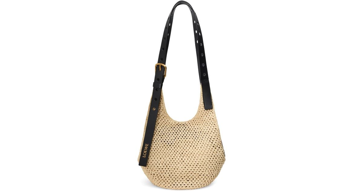 Loewe X Paula's Ibiza Small Raffia Punch-Hole Hobo Bag in