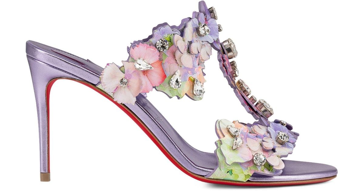 Christian Louboutin Flora Leather Sandals 85 in Purple | Lyst
