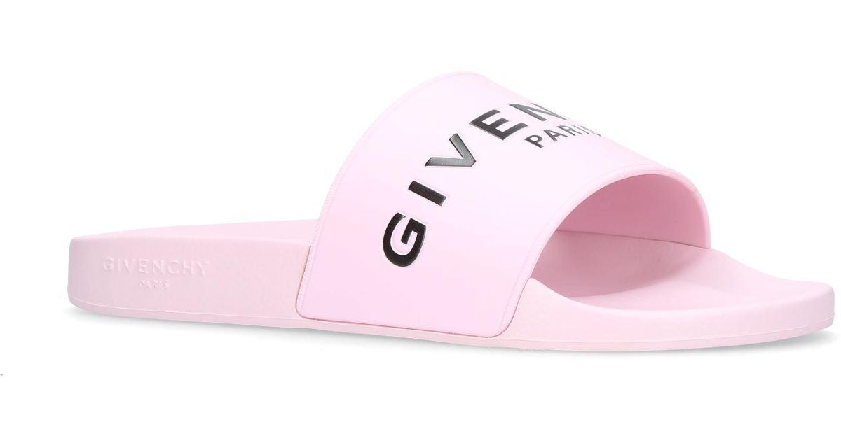 Givenchy Rubber Logo Slides in Pink - Lyst