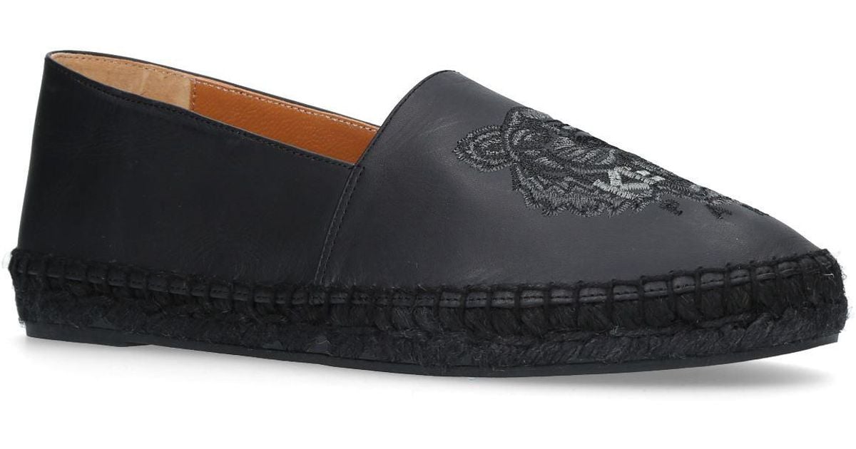 kenzo black leather espadrilles