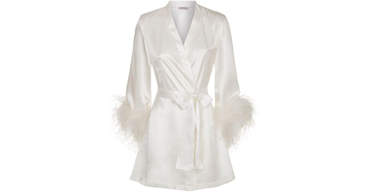 Gilda \u0026 Pearl Silk Feather Trim Robe in 