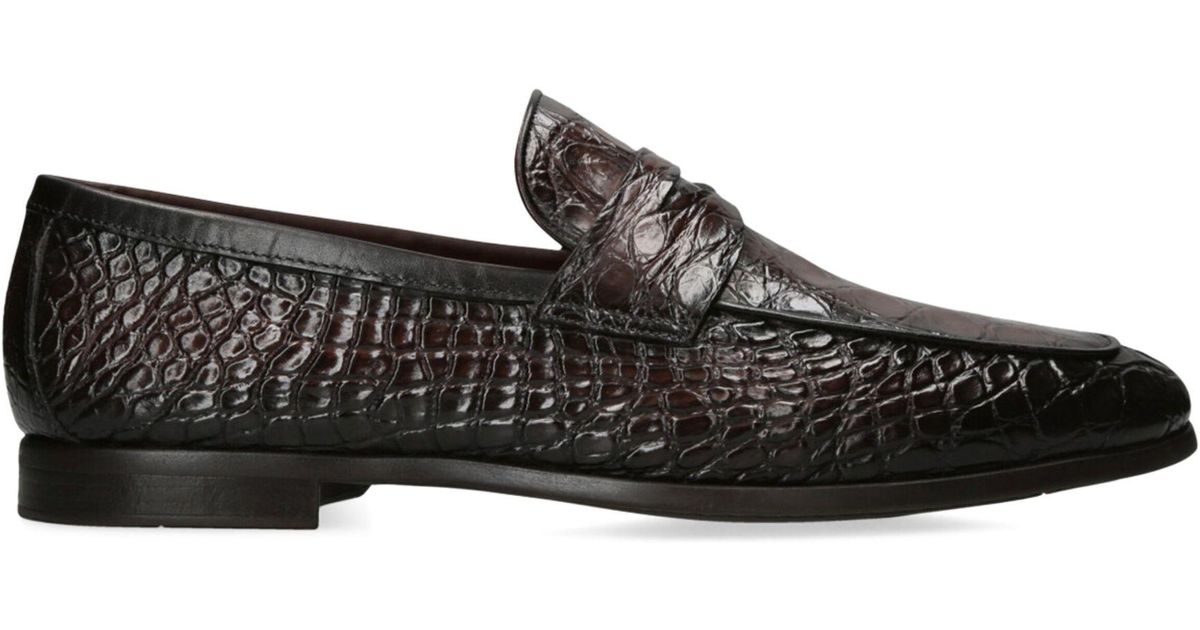Magnanni Crocodile Leather Penny Loafers in Black for Men | Lyst