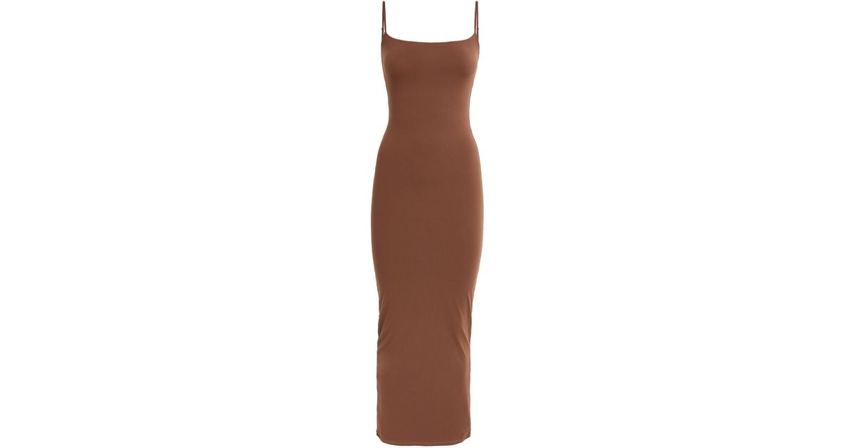 Skims Fits Everybody Slip Maxi Dress in Brown