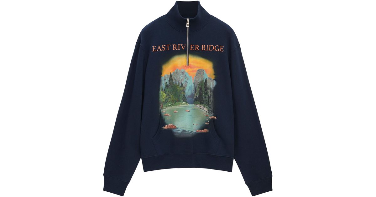 Loewe Graphic Quarter-zip Sweatshirt in Blue for Men | Lyst