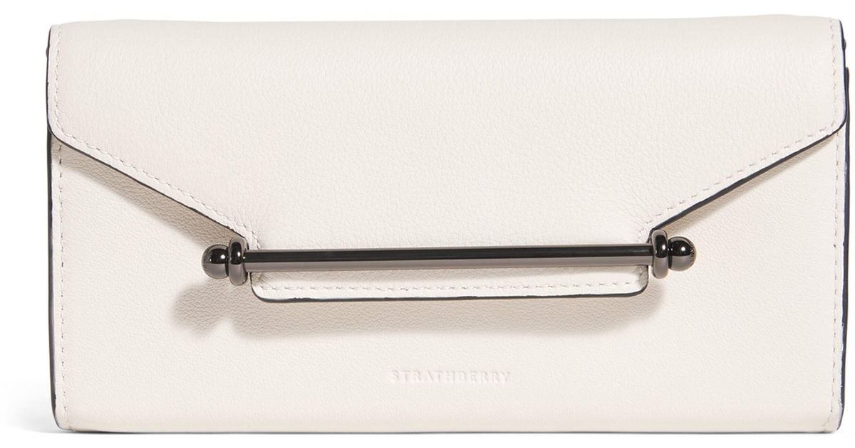 Strathberry Leather Multrees Chain Wallet in White | Lyst UK