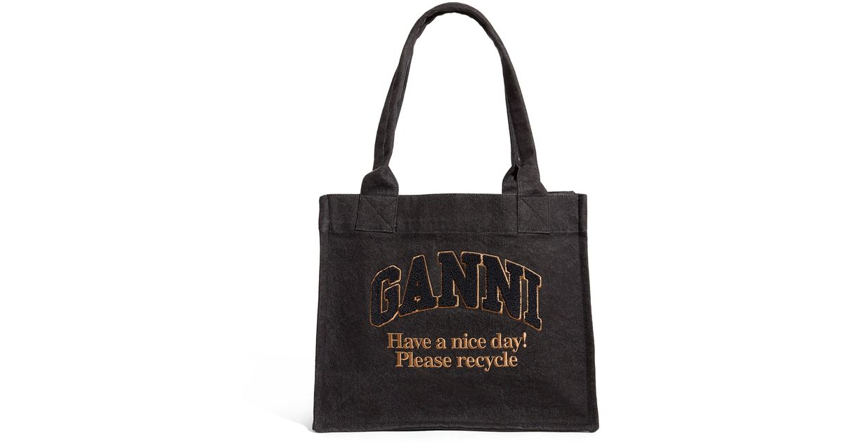 Ganni Large Easy Shopper Bag in Black | Lyst