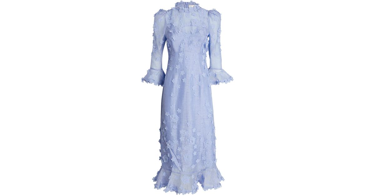 zimmermann blue floral dress Aliane Tie Shoulder in Zimmermann Luna Plunge Mini Dress