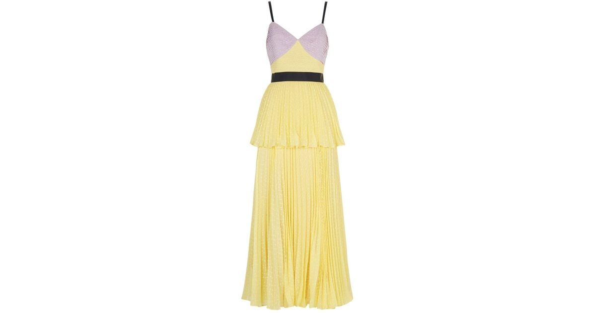 self portrait yellow pleated dress