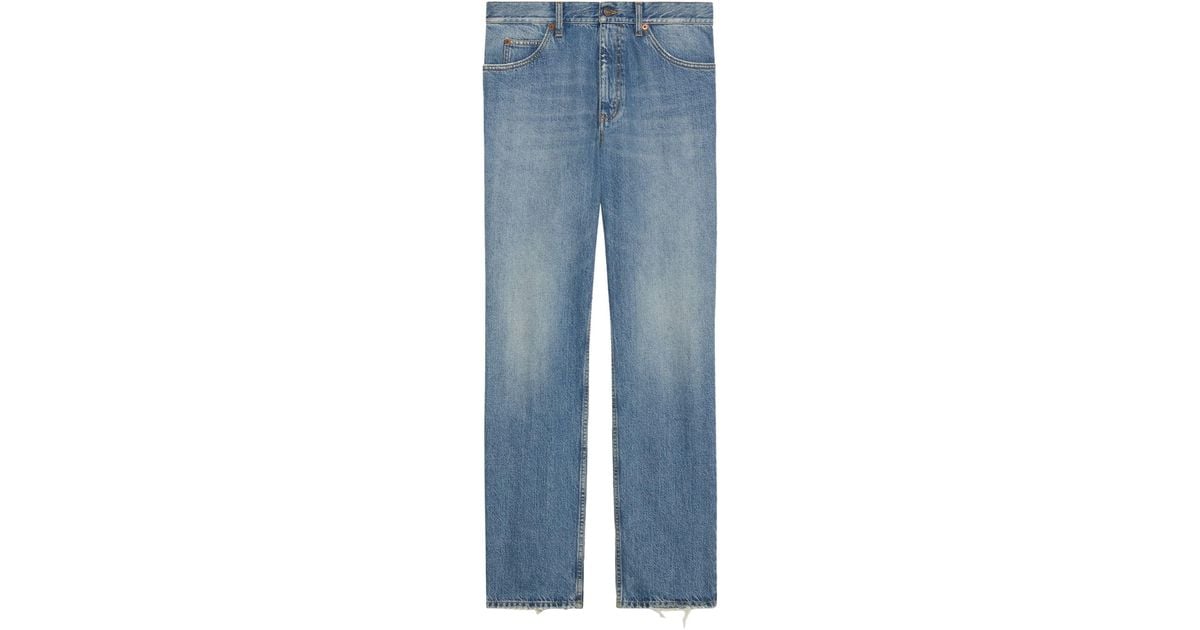 Gucci Denim Horsebit Straight Jeans in Blue for Men | Lyst UK