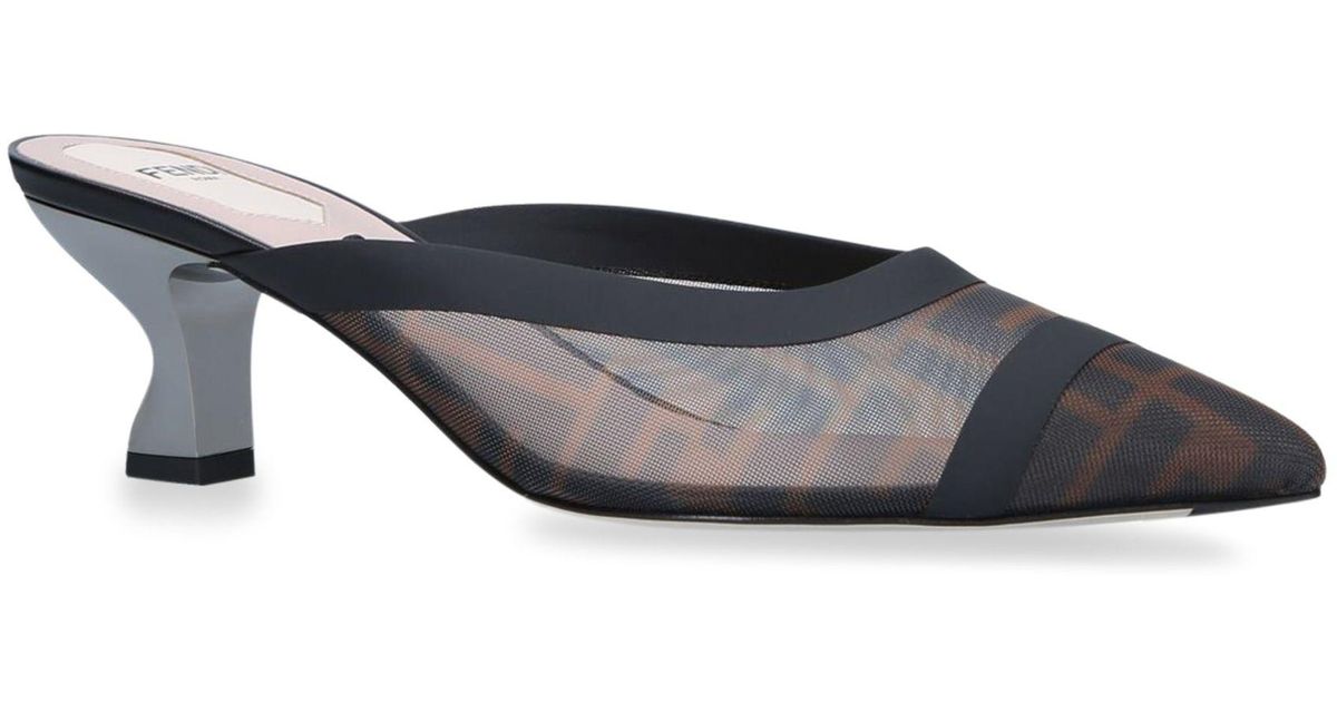 Fendi Ff Mesh Colibri Mules 55 in Brown | Lyst