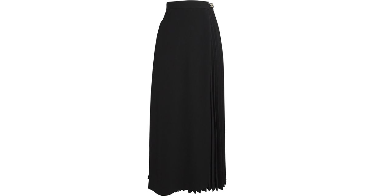 Sandro Pleated Maxi Skirt in Black | Lyst