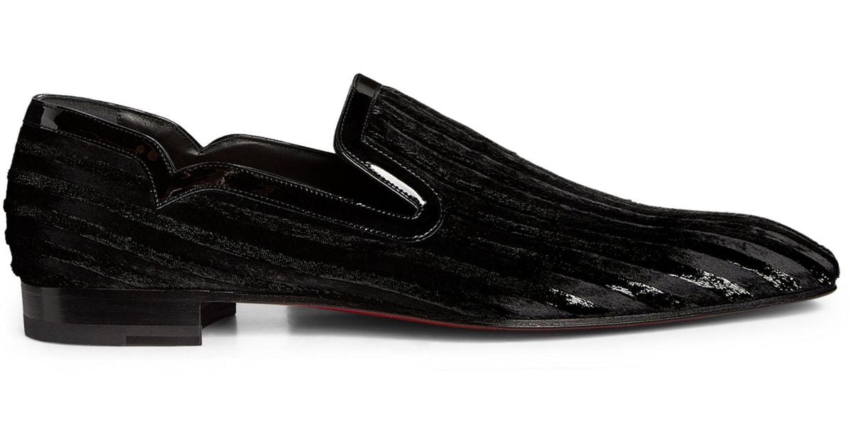 Christian Louboutin Dandy Chick Flat Velvet Loafers in Red for Men | Lyst