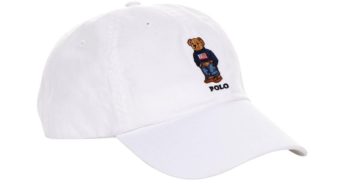 Polo Ralph Lauren Cotton Embroidered Bear Cap in White for Men - Lyst