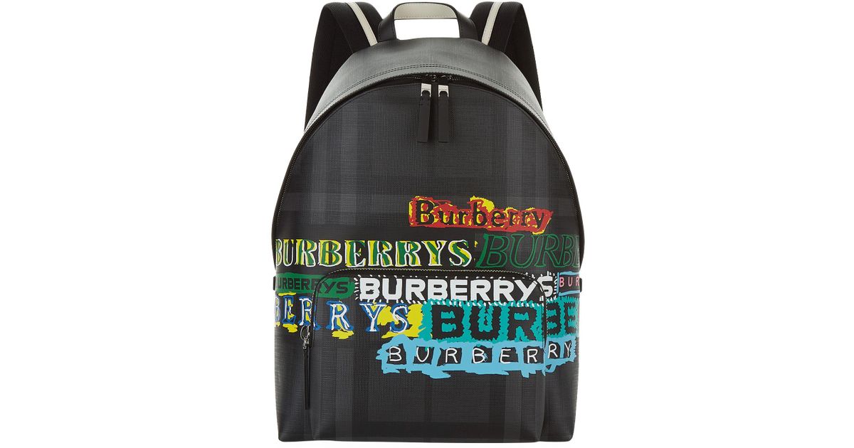 Burberry Leather Smoked Check Graffiti Rucksack in Grey (Gray) for Men -  Lyst
