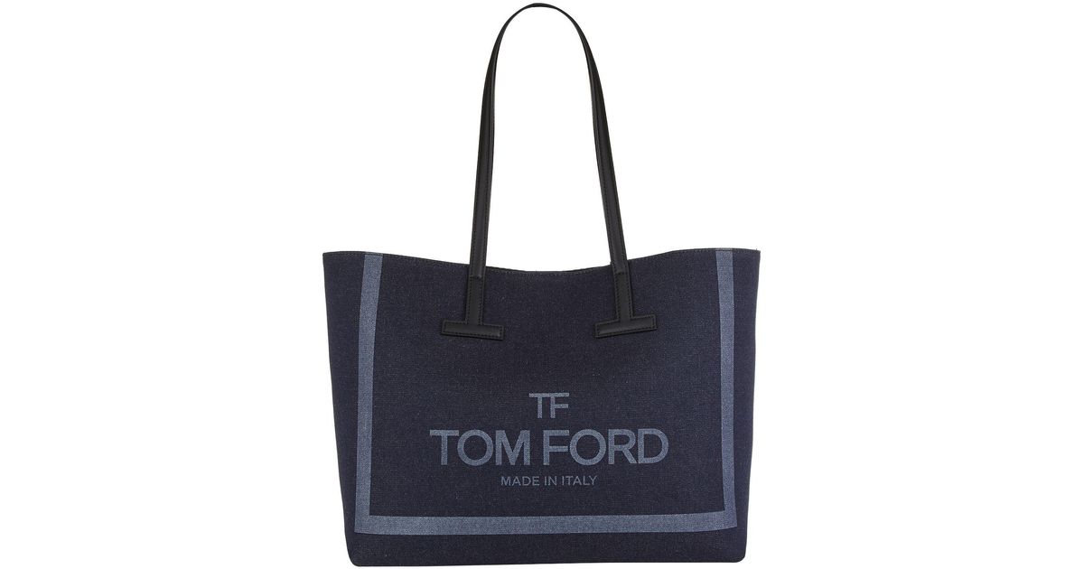 Blind tillid kulstof tilgive Tom Ford Denim Tara Tote Bag in Blue | Lyst