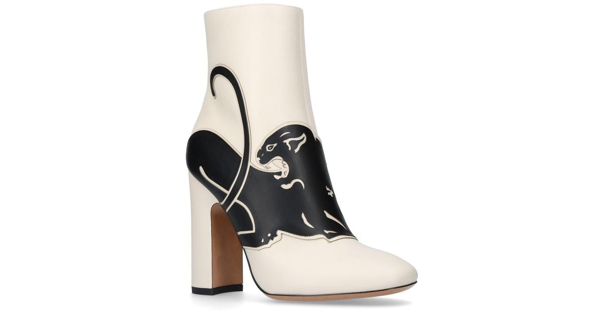 Valentino Panther Leather Ankle Boots 