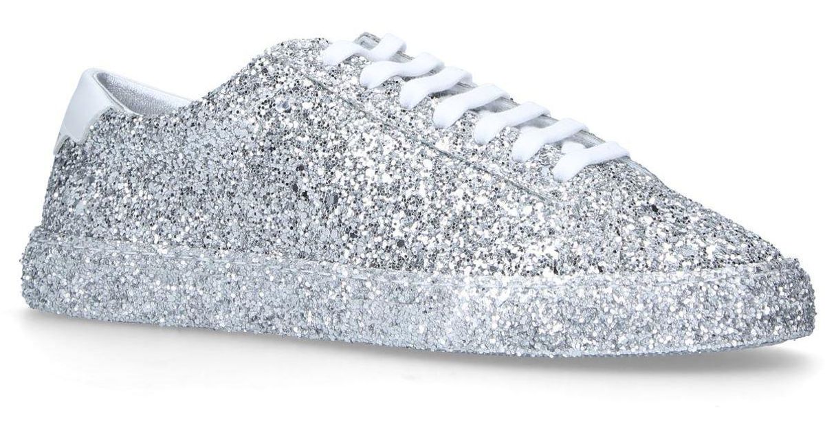 Saint Laurent Glitter-coated Andy Sneakers in Metallic | Lyst