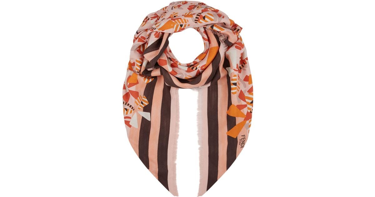 fendi pink silk and wool shawl