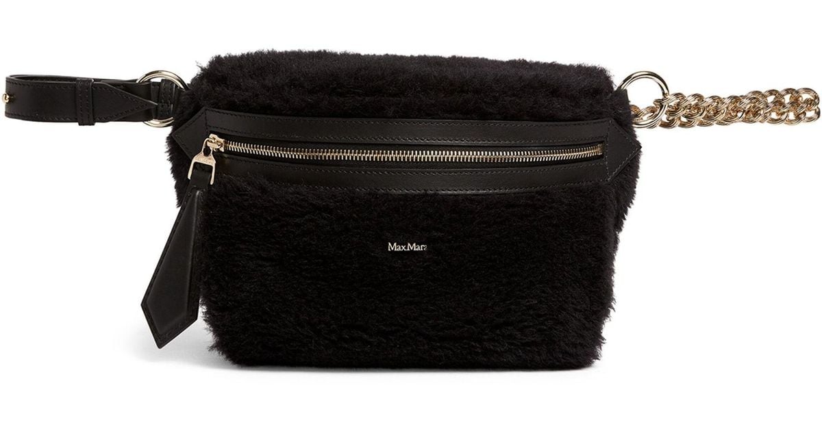 Max Mara Alpaca-blend Teddy Belt Bag in Black | Lyst