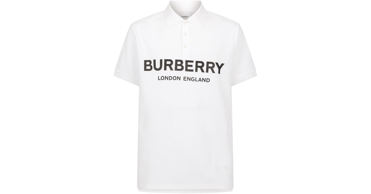 Burberry Logo Polo Shirt in White for Men - Lyst