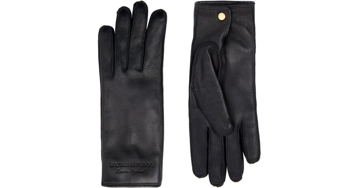 Burberry Cashmere Lined Leather Gloves 