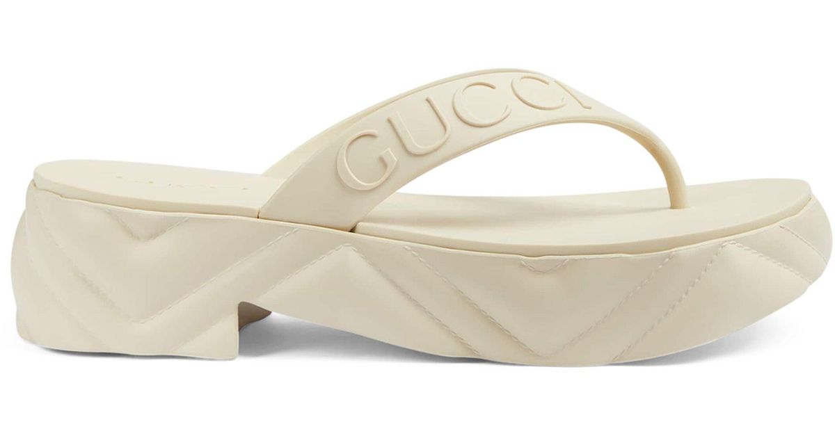 Gucci Rubber Platform Thong Sandals in White Lyst UK