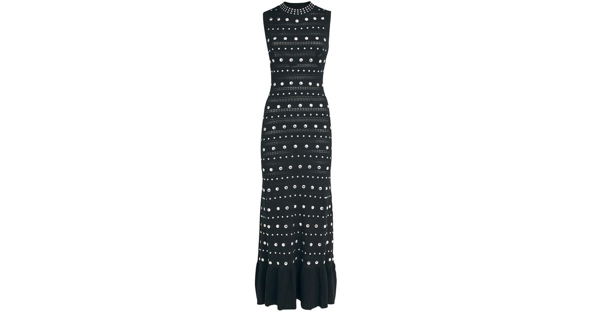 Sandro Stud Detail Knitted Maxi Dress in Black Lyst