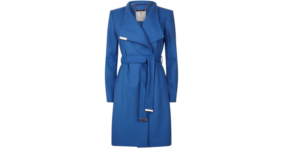 Ted Baker Wool Sandra Wrap Coat in Blue - Lyst