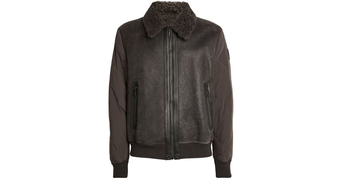 Belstaff Leather-shearling Fellfield Bomber Jacket in Black for Men | Lyst
