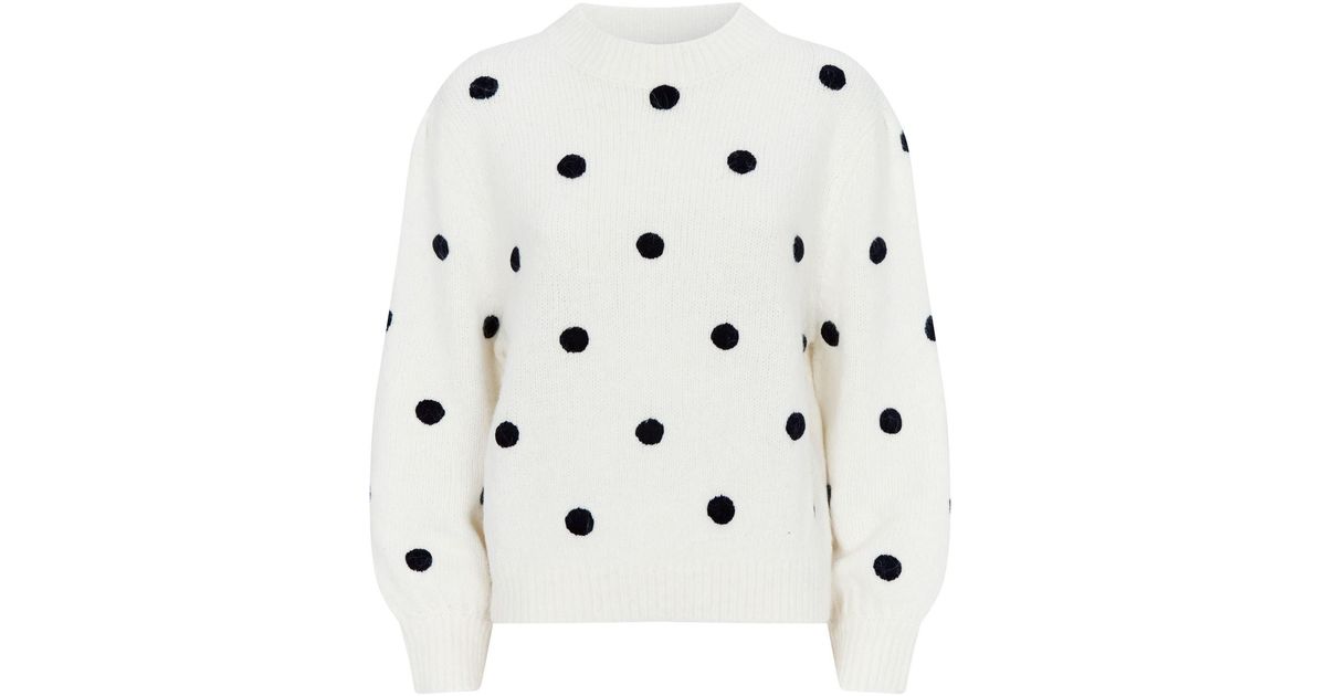 Rixo London Ariana Polka Dot Sweater In Ivory White Lyst