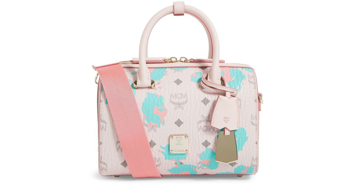 MCM Canvas Essential Floral Leopard Boston Bag in Pink - Save 35% - Lyst