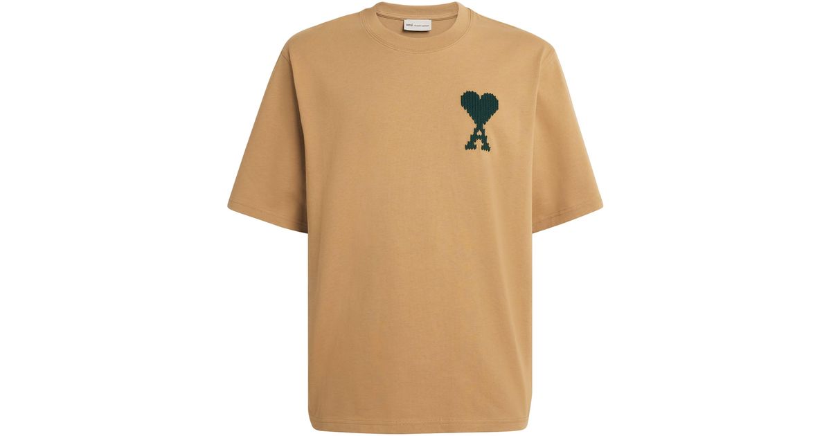 Ami Paris Cotton Zigzag Logo T-Shirt in Natural for Men | Lyst