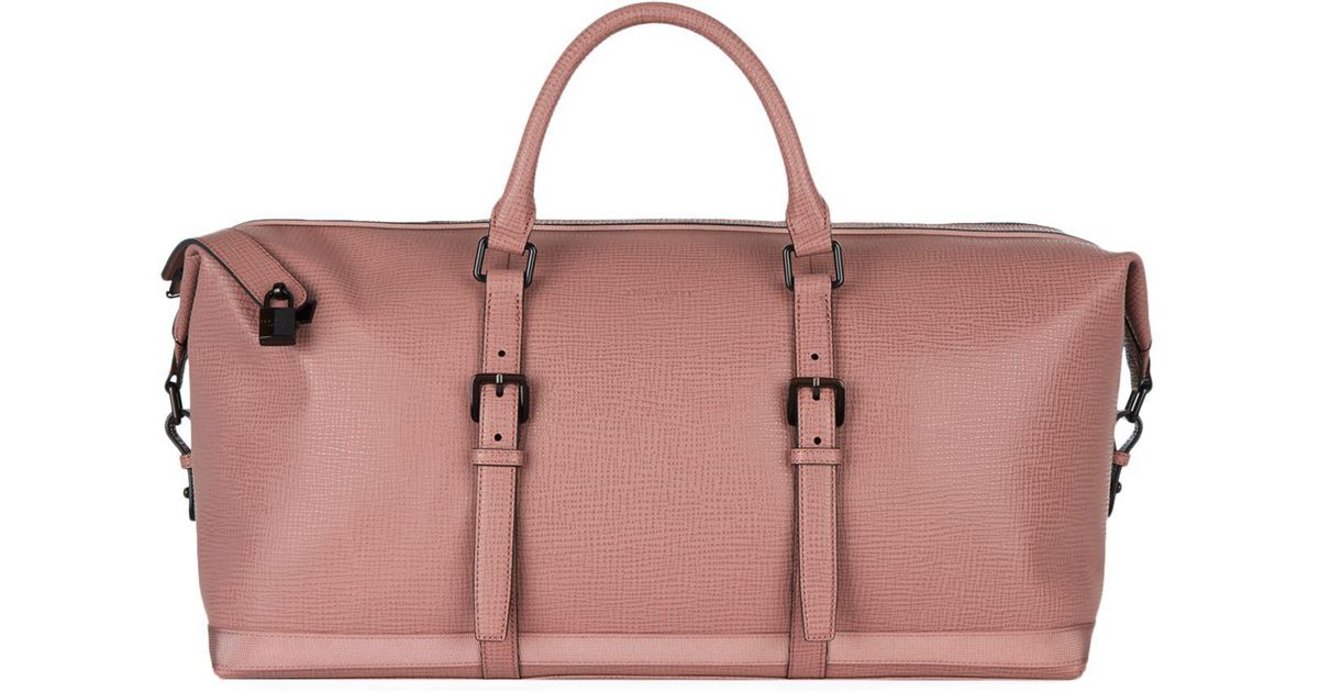 pink leather holdall